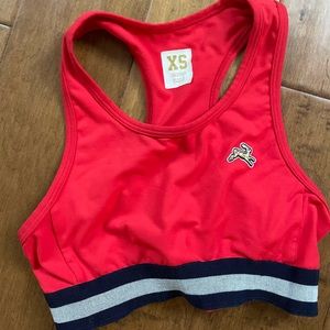 Tracksmith run bra red XS older embroidered logo